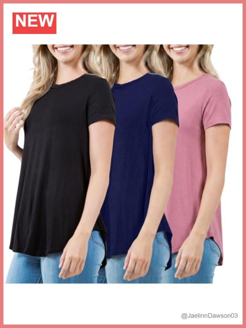 Women's Sleeveless Tunic Top Scoop Neck Curved Hem Rayon Spandex 3-Pack